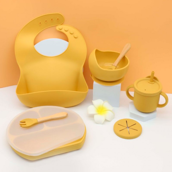 Bol D'alimentation À Succion Pour Bébé, Ensemble D'assiettes En Silicone Pour Enfants, 6 Pièces/set