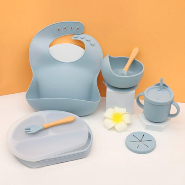 Bol D'alimentation À Succion Pour Bébé, Ensemble D'assiettes En Silicone Pour Enfants, 6 Pièces/set