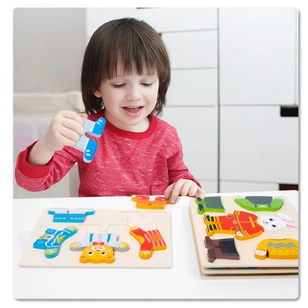 Jouets de puzzle pour tout-petits, jeu d'habillage Montessori | Jouets éducatifs en bois