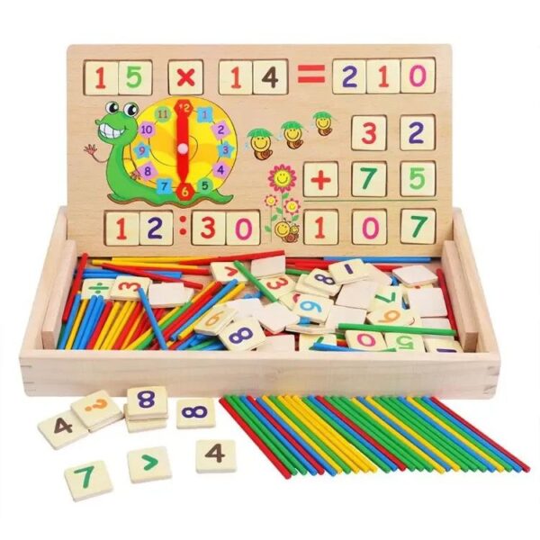 Boîte de jeux en bois, baguettes de comptage multifonctions, pour compter les maths